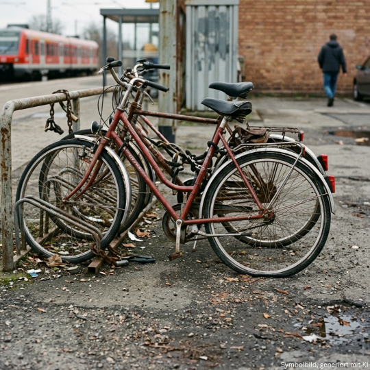 Alte Fahrräder am Bahnhof