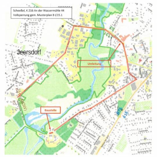 Vollsperrung K216 An der Wassermühle in Scheeßel