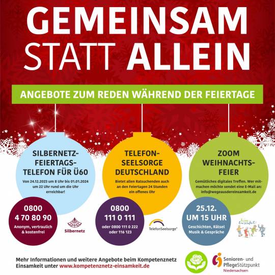 Gemeinsam statt Allein - Feiertagstelefon für ältere Menschen
